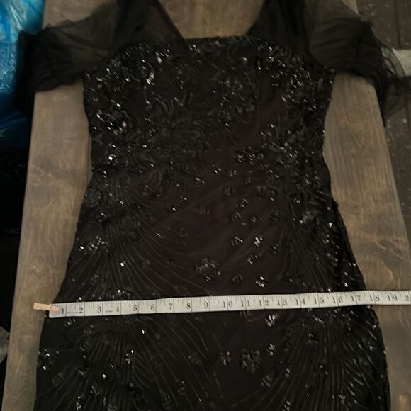 Tulle black Flared Sleeve Evening Party Dress Elegant Mermaid gown dress Sz- XL - Picture 11 of 16